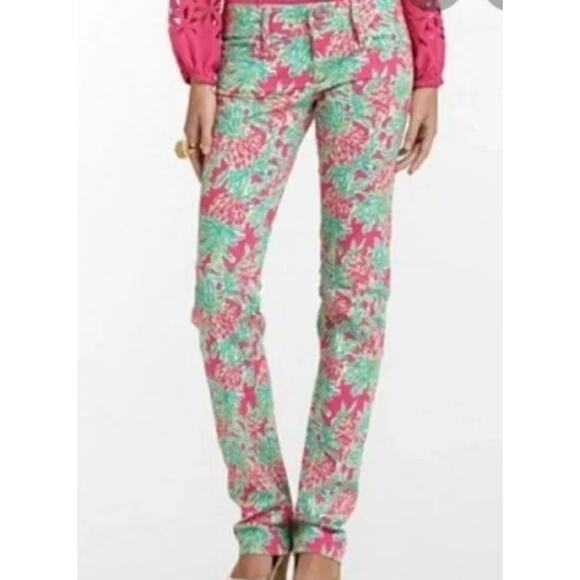 Lilly Pulitzer Denim - Lilly Pulitzer Worth Straight Jean‎ Orchid Pink Spike The Punch Pineapple Size 2